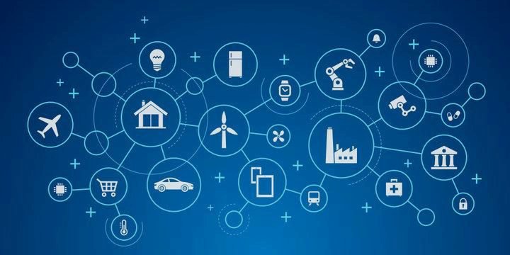 Icônes d'objets connectés reliés en réseau